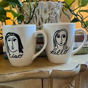 Creative co-op modern girl hello and ciao mugs